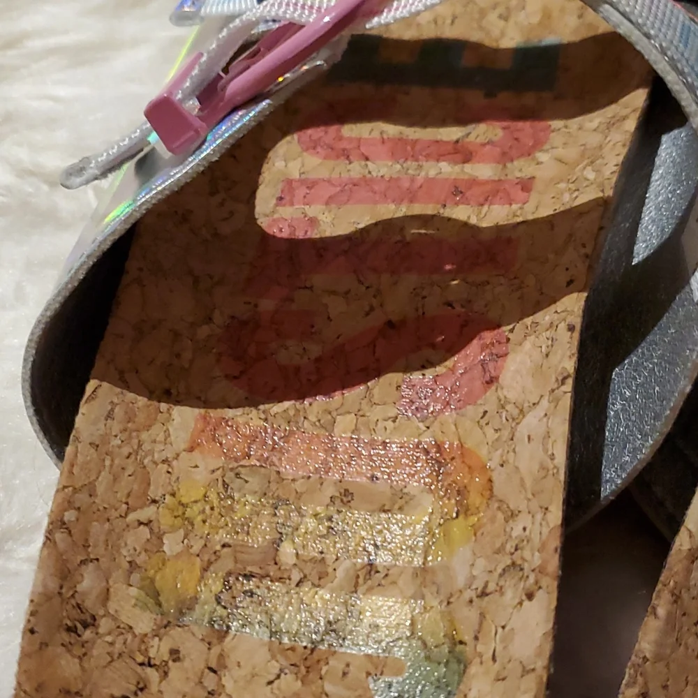 NWT Justice Cork Footbed Girls Pastel Sandals - Size 4